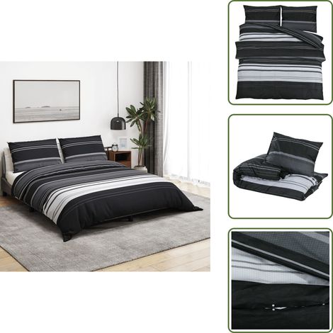 Ensemble de housse de couette noir et blanc 240x220 cm Coton - Housses De Couette - Linge De Lit - Literie - Coton - Housse De Couette Double (1/5)