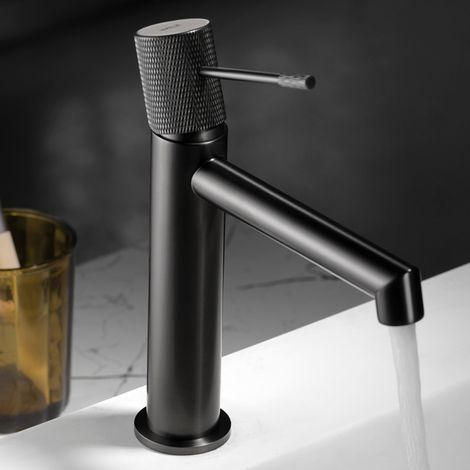 Imex - Grifo Monomando Lavabo Caño Bajo Negro Serie Line (1/4)