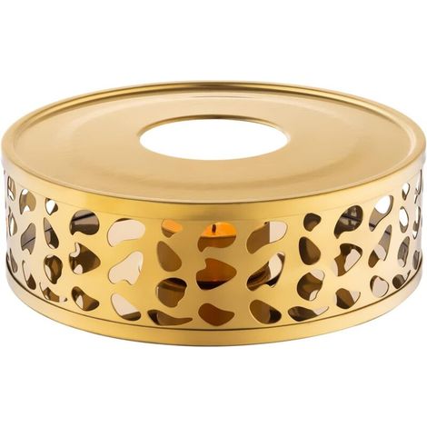 Teekannenwärmer aus gebürstetem Edelstahl mit Teelichthalter, Gold (1/5)