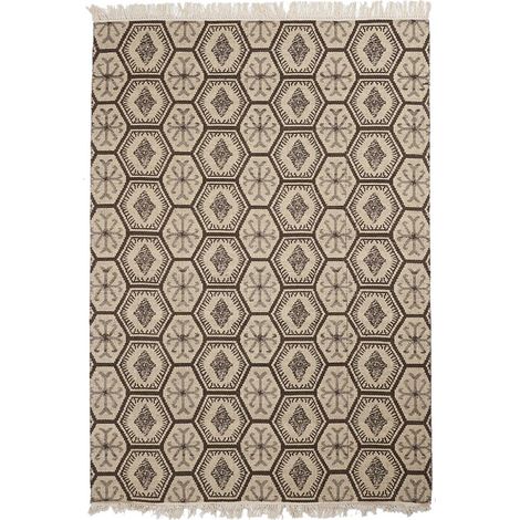 Tapis kilim reversible fait à la main en laine MALSA 200x290 gris (1/4)