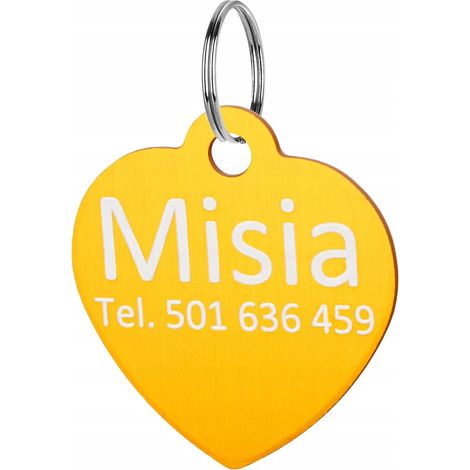 Colgante con placa de identificación para perro, forma de corazón, con grabado dorado (1/5)