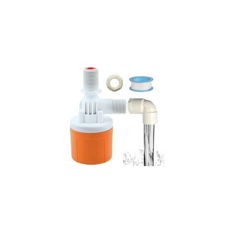 Robinet flotteur pour réservoirs d'eau, raccord supérieur 1/2", vanne de régulation automatique du niveau d'eau sans électricité, vanne flottante réglable pour piscine, étang à poissons, abreuvoir (1/5)