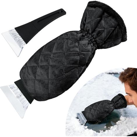 Eiskratzer mit Handschuh, Scheibenkratzer Auto, Wasserdicht & Warm, Schwarz (1/5)