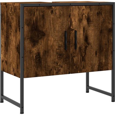 Armoire lavabo de salle de bain chêne fumé 60x33x60 cm