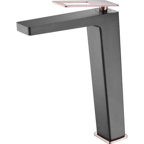 Grifo Lavabo Alto Negro Mate Oro Rosa Serie Suecia IMEX (1/2)