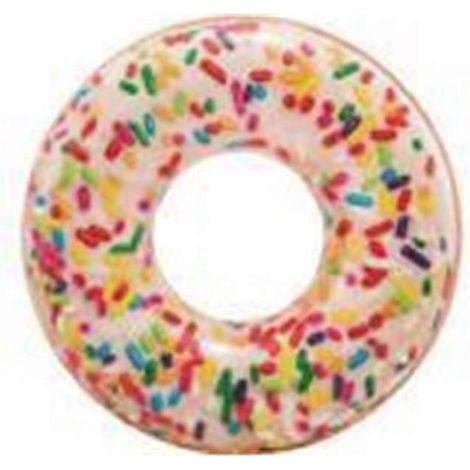 Aufblasbarer Donut-Poolring, 114 cm, rosa Zuckerguss mit bunten Streuseln, perfekt für sommerlichen Badespaß am Strand oder Pool. (1/4)