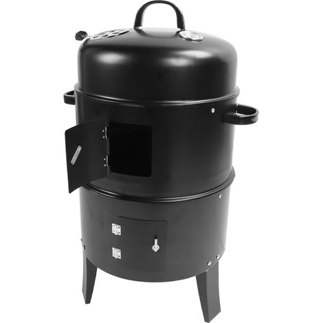 Fumoir à charbon vertical 3 en 1, barbecue avec thermomètre pour la cuisson (1/5)