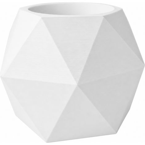 Pot de fleurs suspendu avec cache-plante blanc à motifs géométriques (1/3)