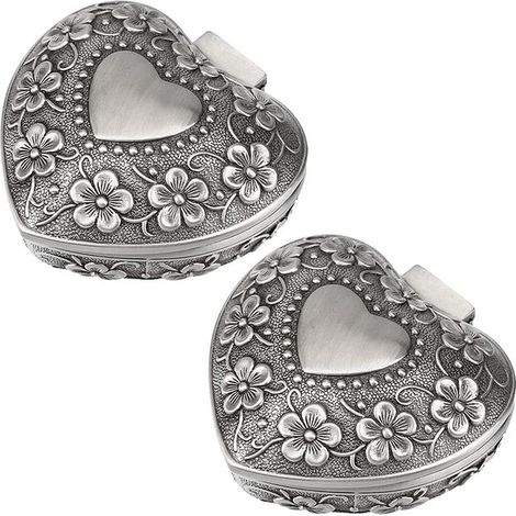 Boite à Bijoux 2 Pièces Boite Collier Boite à Bijoux Voyage Boite Bijoux Boîtes à Bijoux Boite a Bijoux Boite Coeur Boite Cadeau Bijoux Ecrin Bague Boite en Forme de Boeur Boite Bague (1/4)