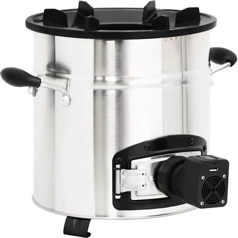 Poêle à bois avec ventilateur USB Argenté 35,5x26x28 cm Inox