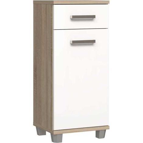 Endu Meuble bas de salle de bain FORTE VERIS 90,8 x 34,8 x 40,2 cm Blanc / Chêne Sonoma (1/5)