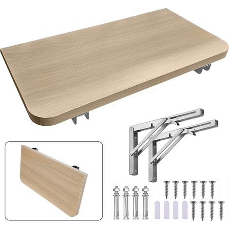 Pliable Etagere Murale Bois Peut Porter 50kg Cuisine Salon Chambre à Coucher Salle de Bain Etagere Flottante Murale (48x30cm Grain de Bois Naturel 1 pièces) (1/5)