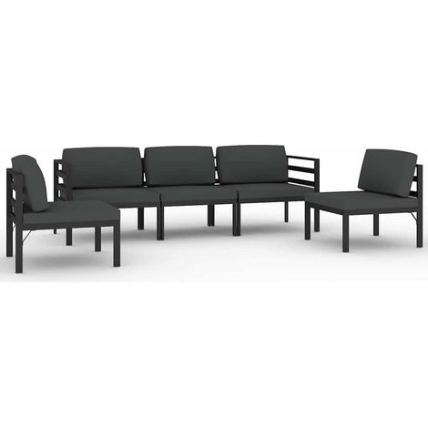 Maison Exclusive - 5-tlg. Garten-Lounge-Set mit Kissen Aluminium (1/5)