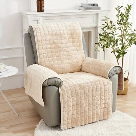 Housse de fauteuil inclinable en flanelle épaisse et chaude, antidérapante, convenant aux salons et aux bureaux, et pouvant également servir de décoration intérieure. (1/3)