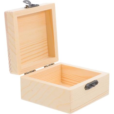 Boîte Carrée en Bois Beige pour Bijoux Peinture Diy, Design Unique et Élégant, pour Rangement et Mariages (1/5)