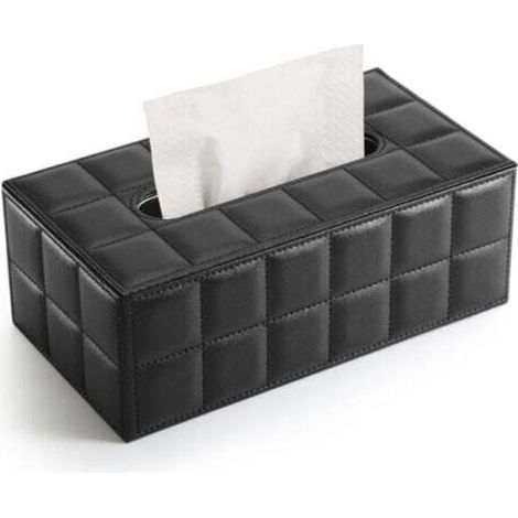 (Black) Rectangular Leather Tissue Box (1/4)