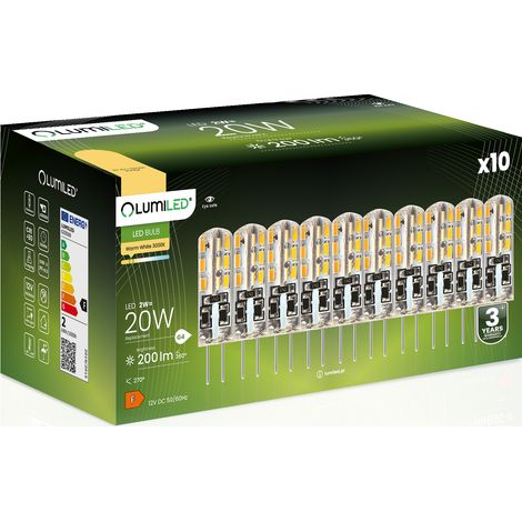 10x G4 LED-Lampenkapsel 2W = 20W 200lm 3000K warmweiß 360° 12V LUMILED