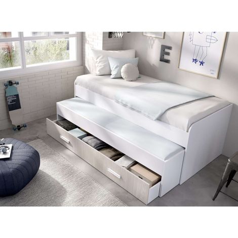 Cama compacta Soria acabado blanco/alistonado, 70cm(alto) 200cm(ancho) 97cm(largo) (1/5)