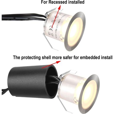 10er-Pack LED-Einbaustrahler für den Außenbereich, IP67 wasserdicht, 32 mm, Einbaustrahler (10 warmweiße 2800K LEDs) (1/4)