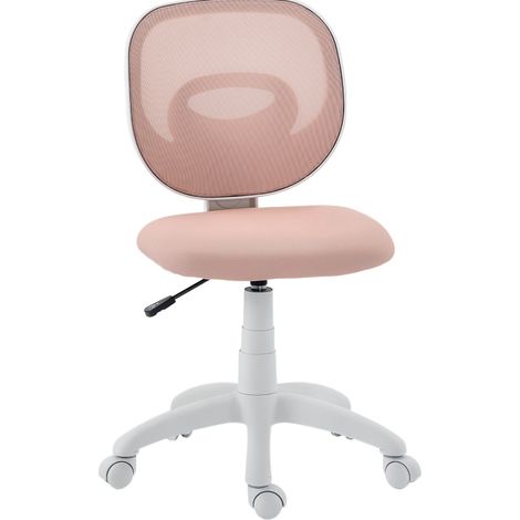 CHICFURN Sedia da ufficio ergonomica 53 x 59,5 x 81-89 cm rosa, schienale in rete, senza braccioli (1/5)