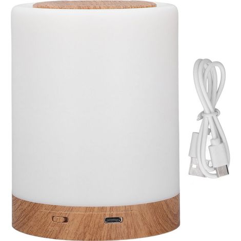 RGB wood-effect night light, USB rechargeable, 3 adjustable brightness levels, portable and touch-sensitive for home (1/5)