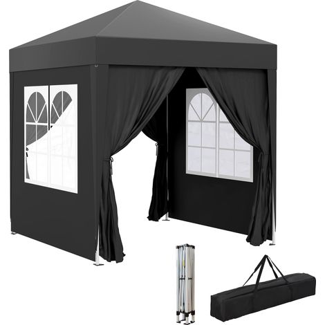Tonnelle de jardin Extérieure tonnelle pliante pop-up réglable en hauteur protection UV 2 x 2 m noir