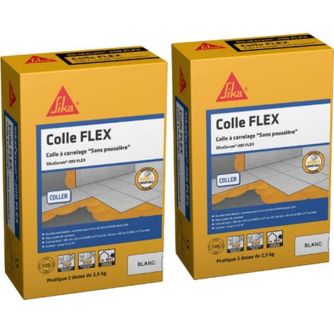 Doppelpack SIKA SikaCeram 200 Flex Fliesenkleber - Weiß - 2,5 kg