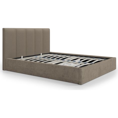 Letto con contenitore 200 x 200 cm con testata letto impunture verticali Tessuto Talpa - KILACLO