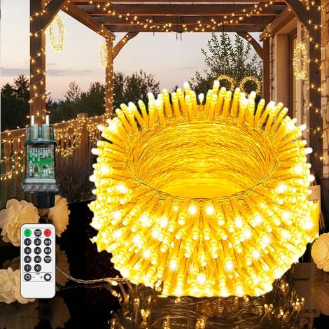 Guirlande Lumineuse Extérieur 25M, 200 LED IP44 Etanche – Guirlande Guinguette Blanc Chaud avec Télécommande et Minuterie, 8 Modes d’Éclairage pour Jardin, Terrasse, Mariage, Maison (1/5)
