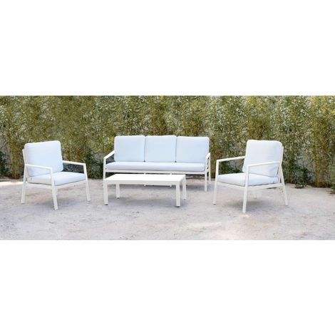 Conjunto terraza jardín aluminio Senmary-8 con estructura en blanco. (1/3)