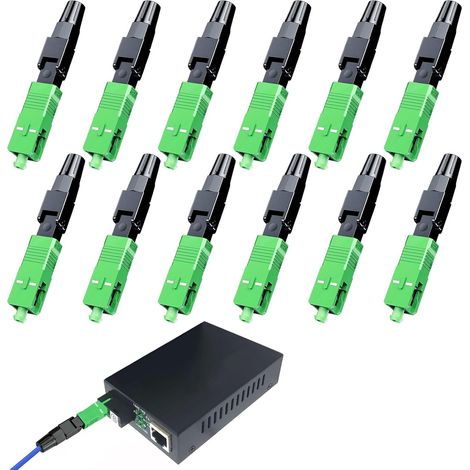 12 Pièces Connecteur Fibre Optique, Vert, Sans Soudure, Faible Perte, Pour Câble TV Et Transmission Vidéo