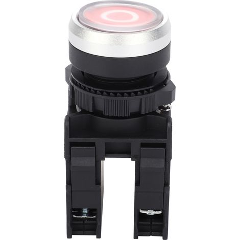 Interrupteur à bouton-poussoir ABS, type arrêt, réarmement automatique, étanche, rouge, 220 V CA