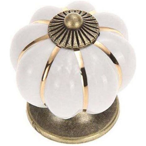 pezzi Pomello a forma di zucca Pomello per mobili Pomello per porta Pomelli per mobili in ceramica porcellana fiore per mobili Bianco