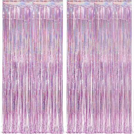 Rideau - Rideau de fête - Rideau métallisé - Décoration de fête - Fond - Idéal pour les fêtes - 1 x 2,5 m - 1 pièce (1/5)