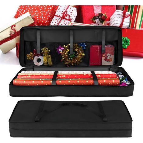 - Sacchetto per riporre la carta da regalo - Sacchetto organizer per regali - Tessuto Oxford 600D - Nero - Impermeabile e antipolvere - Adatto per compleanni - 82 x 13 x 34 cm (1/5)