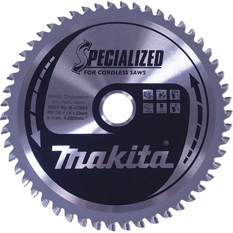 MAKITA B-47064 Disco HM 150/20/52D Batería especial metal