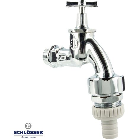 JS DVGW-Auslaufventil 3/4 Zoll mit Knebeloberteil, RV und Rohrbelüfter, poliert verchromt (1/5)
