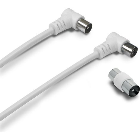 Cavo TV 9,52mm a gomito mas/fem + adattatore 5 m - bianco
