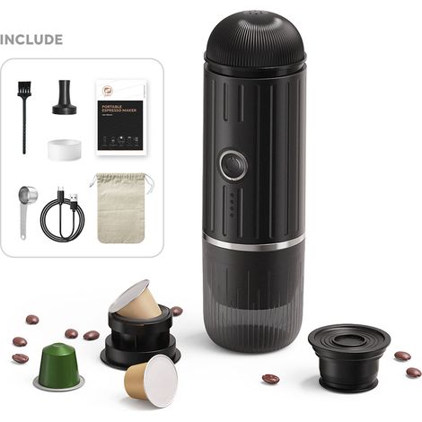 Cafetière électrique portable 19 bars 100 W sans fil, idéale pour les voyages, le camping, le bureau et la maison. (1/2)