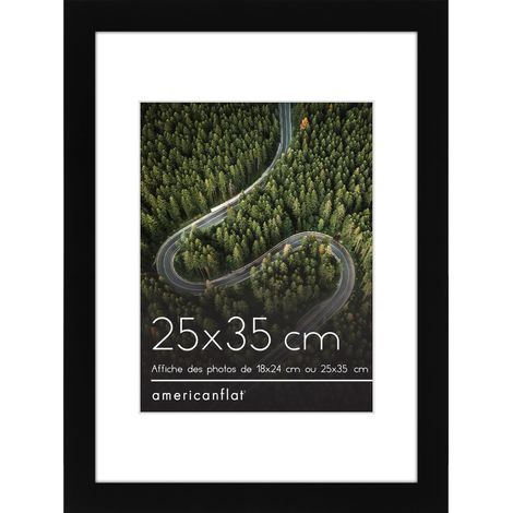 Cadre Photo 25x35 cm Noir - Cadre Photo 18x24 cm avec Passe-Partout ou 25x35 cm sans Passe-Partout - Cadre Bois MDF (1/5)