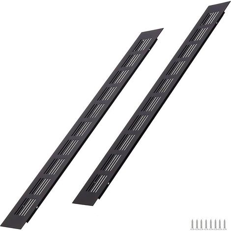 Grille d'aération rectangulaire en aluminium noir 2 x 400 x 50 mm pour placards, chambres et portes (1/5)