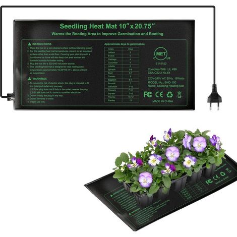 Tapis Chauffant avec Thermostat 21W, Tapis de Germination à Température Réglable pour Semis, Plantes, Reptiles et Animaux Domestiques (1/5)