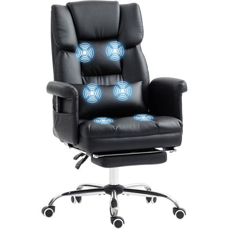 Fauteuil de bureau blanc massant 6 points dossier haut inclinable avec télécommande, relaxation contemporaine chic