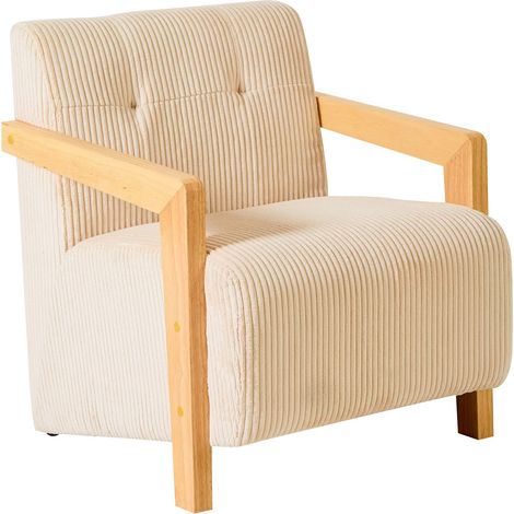 Nordlys - Fauteuil de Salon Scandinave avec Structure Bois et Velours Côtelé (1/5)