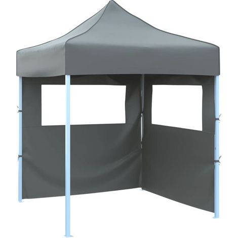 Tente de réception pliante double paroi, 2 x 2 mètres, acier, gris anthracite (1/5)