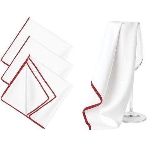 Chiffons De Polissage Microfibre Vitre Anti Trace Chiffon Lot De 3 Blanc Rouge Épais Et Absorbant pour Verre À Vin Gobelet Cuisine Hôtel Bar Nettoyage sans Peluche (1/5)