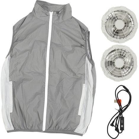 Kühlende Jacke mit Ventilatoren für Damen und Herren, klimatisierte Kleidung zum Wandern, Angeln und für Arbeiten im Freien, Grau, Größe L (1/5)