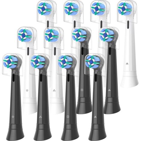 Lot de 12 têtes de brosse à dents compatibles avec les brosses à dents électriques Oral B iO, têtes de rechange pour iO 2 3 4 5 6 7 8 9 10 (6 blanches + 6 noires)
