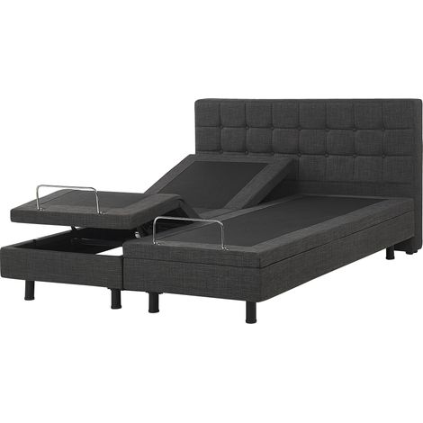 Cama ajustable eléctrica con mando a distancia de tela gris oscuro 160 x 200 cm Duke