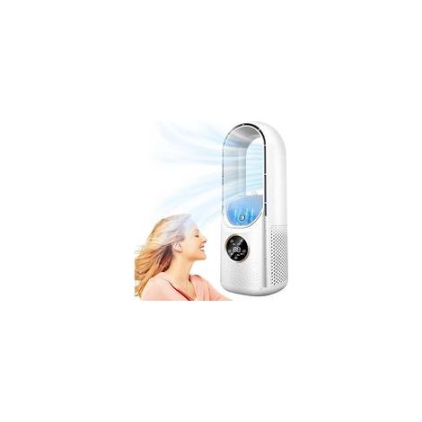Ventilateur colonne silencieux 6 vitesses avec humidification – Minuterie 8H – Conception sans pales pour sécurité – Air frais puissant (1/4)